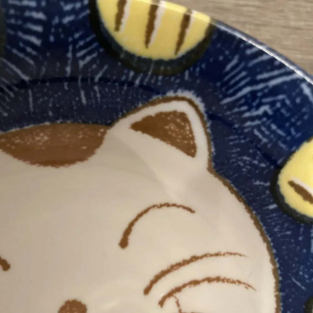 Japanese Porcelain Rice Bowl Blue Cute Kitty Cat Soup Ramen Made in Japan 6”